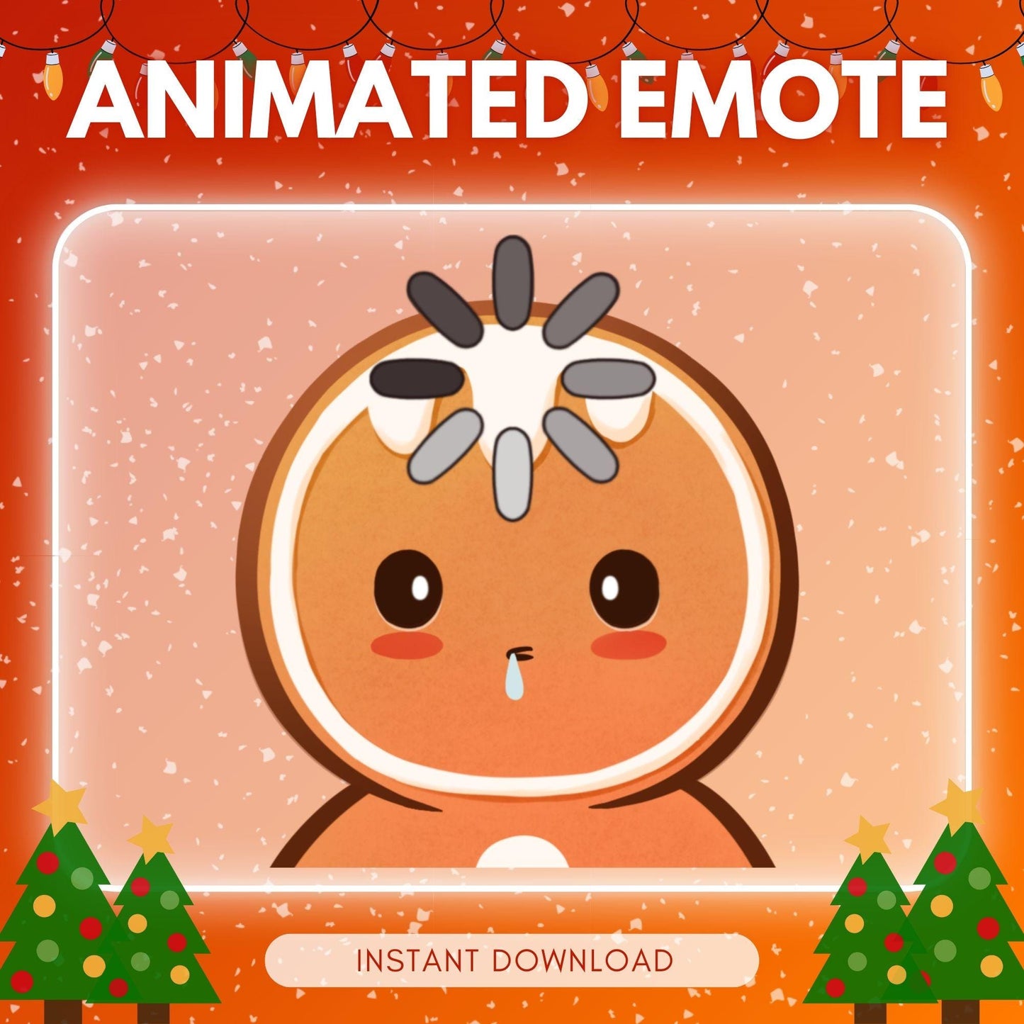 Cute drooling gingerbread - christmas theme emotes | Animated Emote for Twitch & Discord