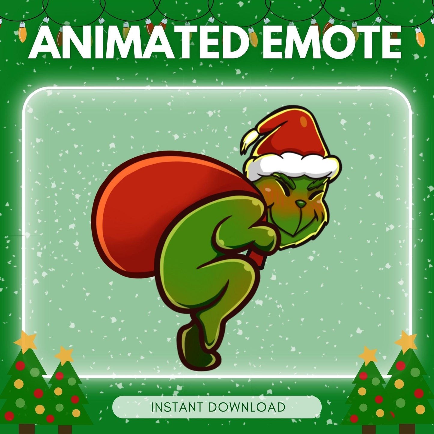Funny sneaky Grinch - Grinch run emote - christmas... | Animated Emote for Twitch & Discord