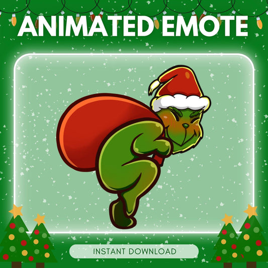 Funny sneaky Grinch - Grinch run emote - christmas... | Animated Emote for Twitch & Discord