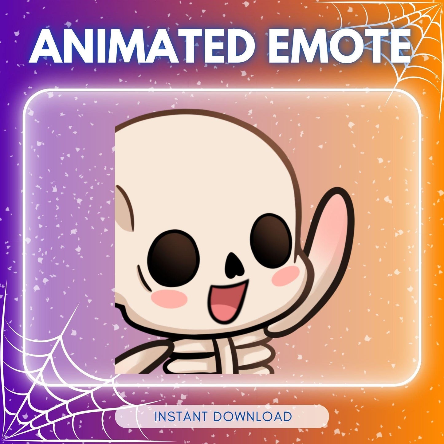 Chibi waving skeleton - Hi / Bye skelly emote | Animated Emote for Twitch & Discord