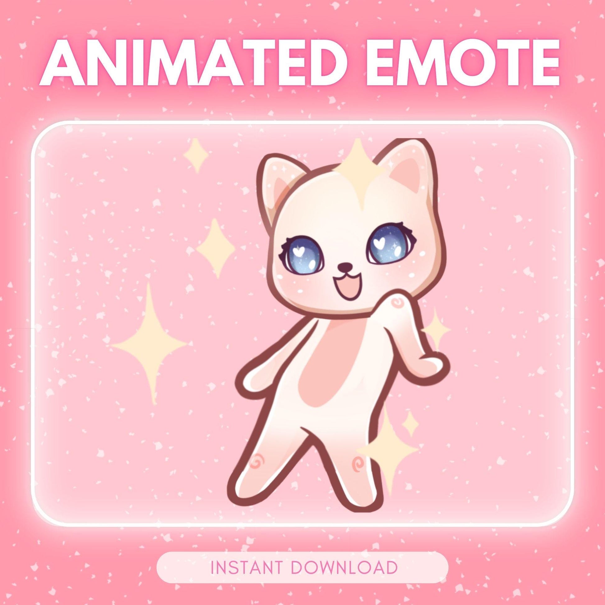 Cute white and pink dancing kitty cat | Animated Emote for Twitch & Discord