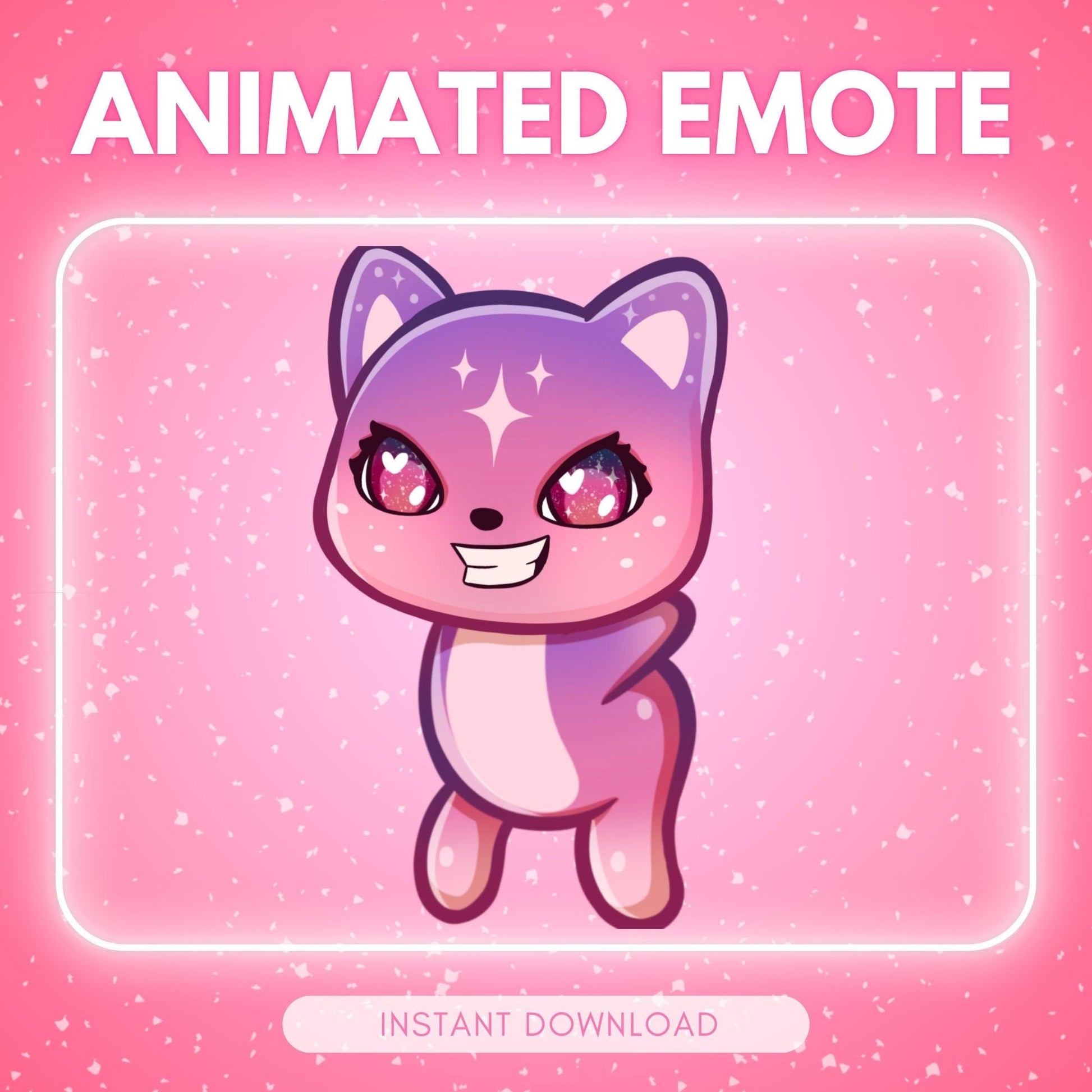 Cute pink cosmic headbanging kitty cat | Animated Emote for Twitch & Discord