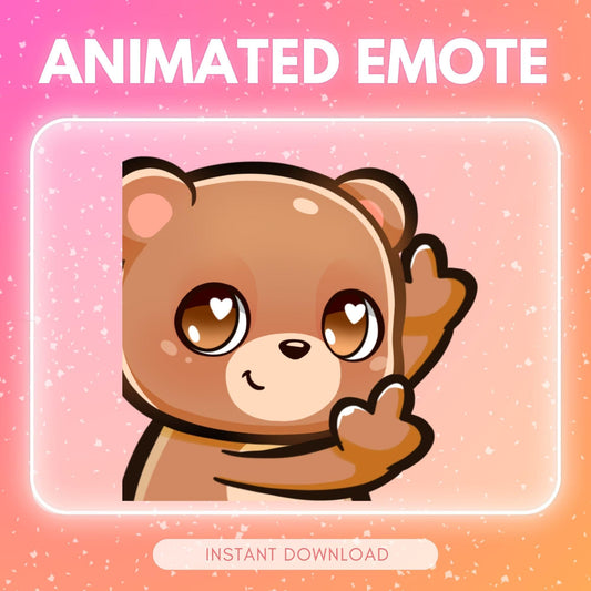 Bear finger emote Flipping chibi bear | Animated Emote for Twitch & Discord