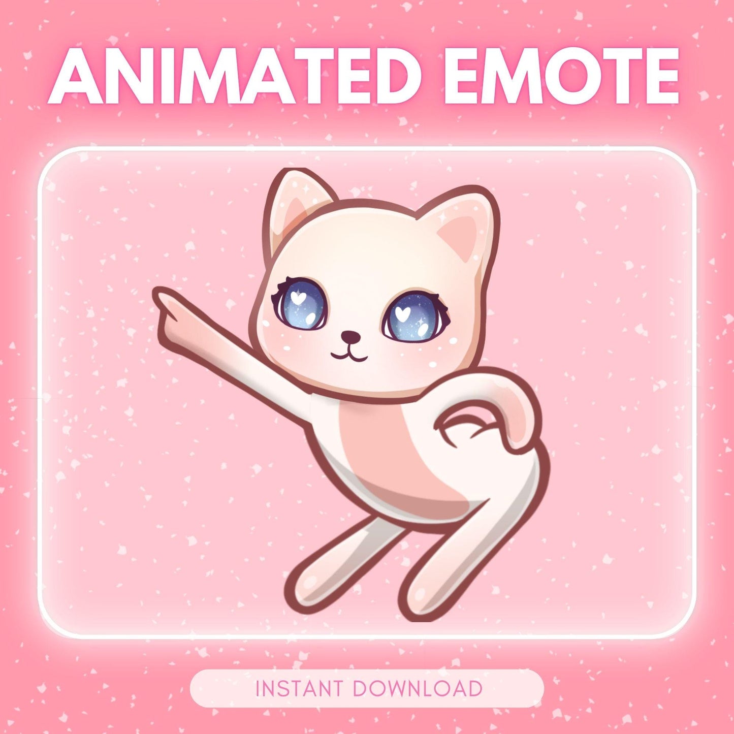 Cute white and pink dancing kitty cat | Animated Emote for Twitch & Discord