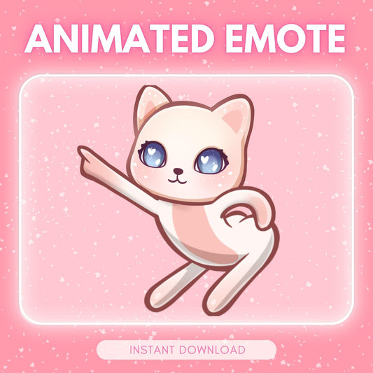 Cute white and pink dancing kitty cat | Animated Emote for Twitch & Discord