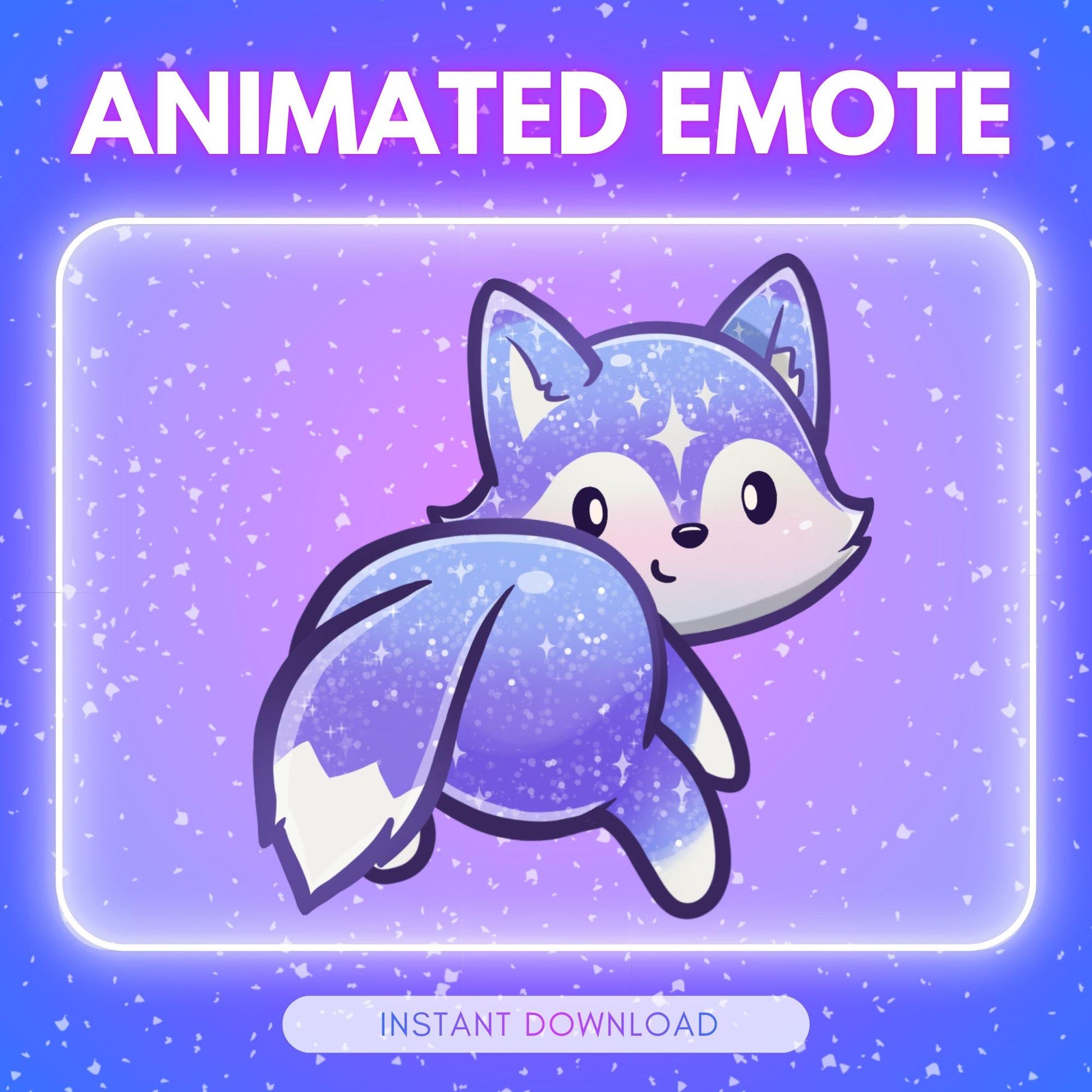 Cute purple cosmic twerking fox | Animated Emote for Twitch & Discord