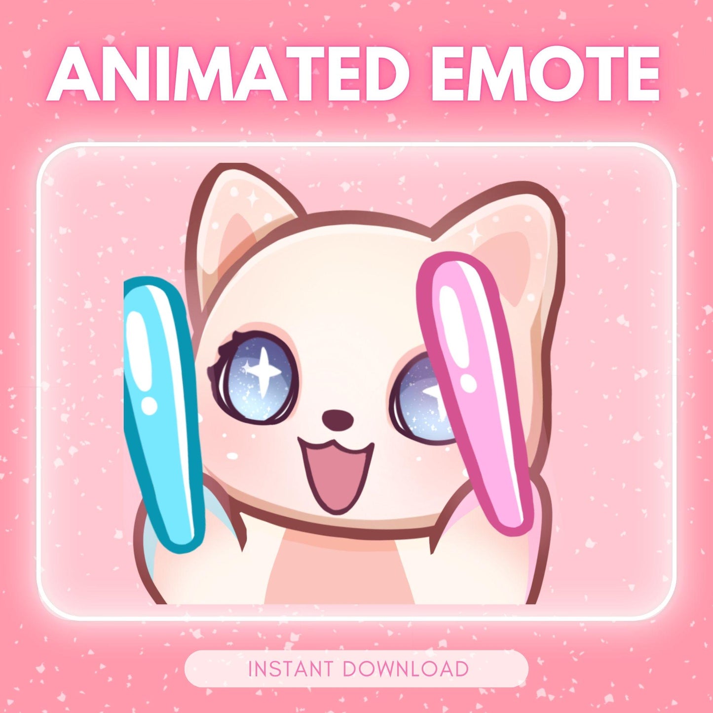 Cute raving white and pink kitty cat | Animated Emote for Twitch & Discord