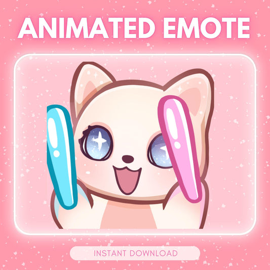 Cute raving white and pink kitty cat | Animated Emote for Twitch & Discord