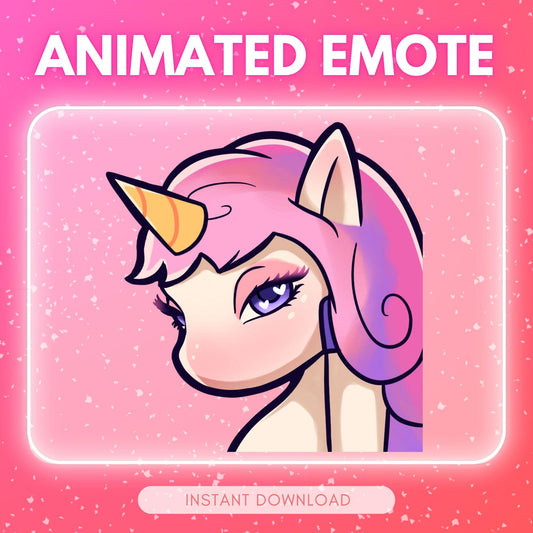 Cute pink hair flipping unicorn | Animated Emote for Twitch & Discord
