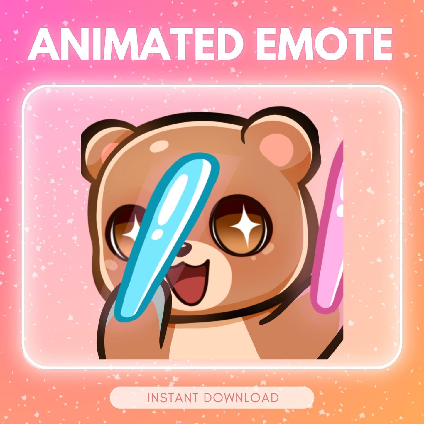 Cute raving brown bear - chibi animals | Animated Emote for Twitch & Discord
