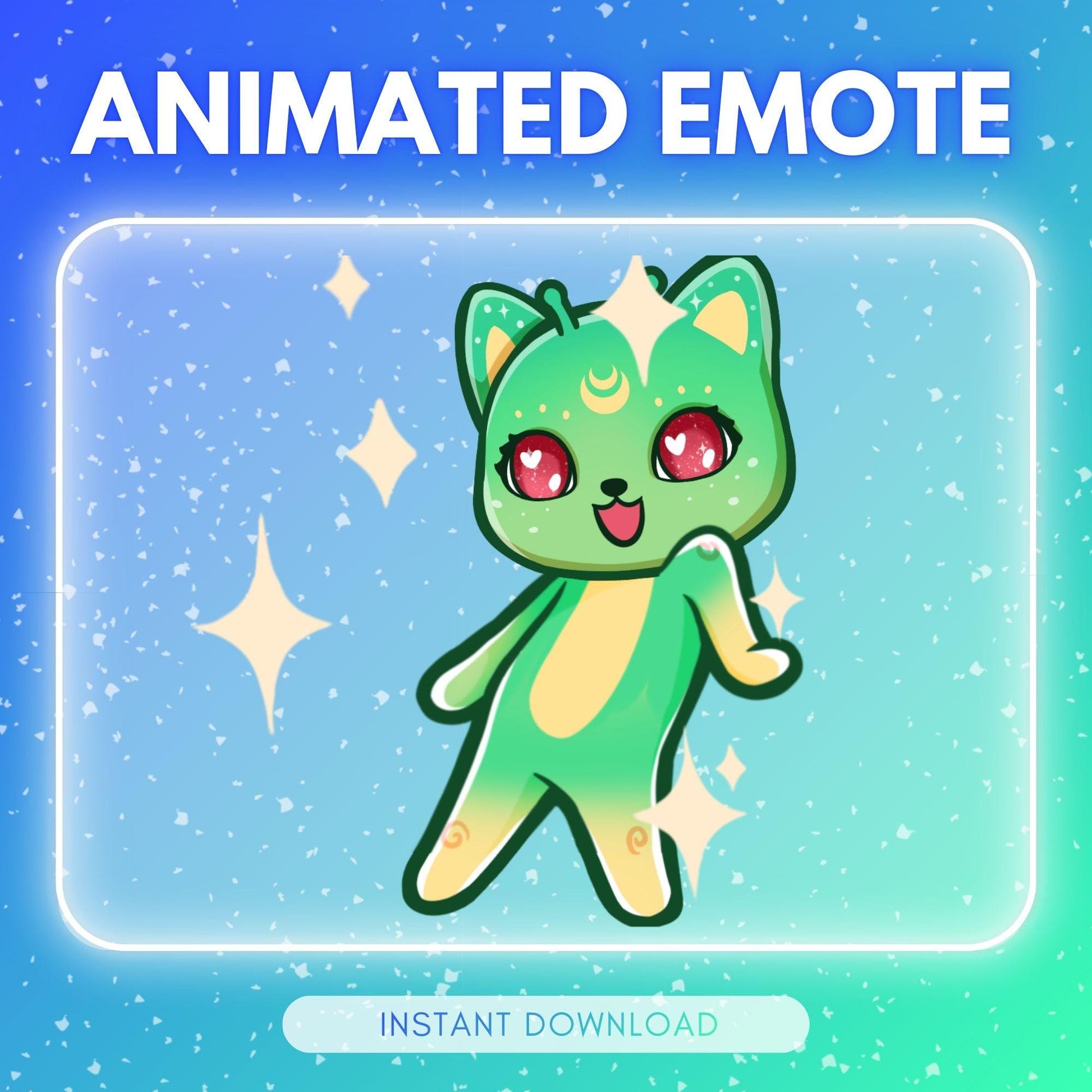 Cute green alien dancing kitty cat | Animated Emote for Twitch & Discord