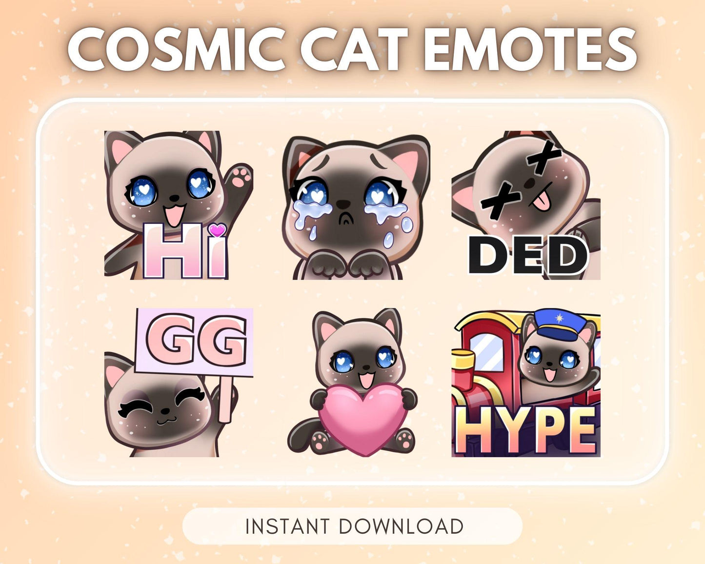 Cute siamese cat Emote Pack Steamer starter pack... | Emote Pack for Twitch & Discord