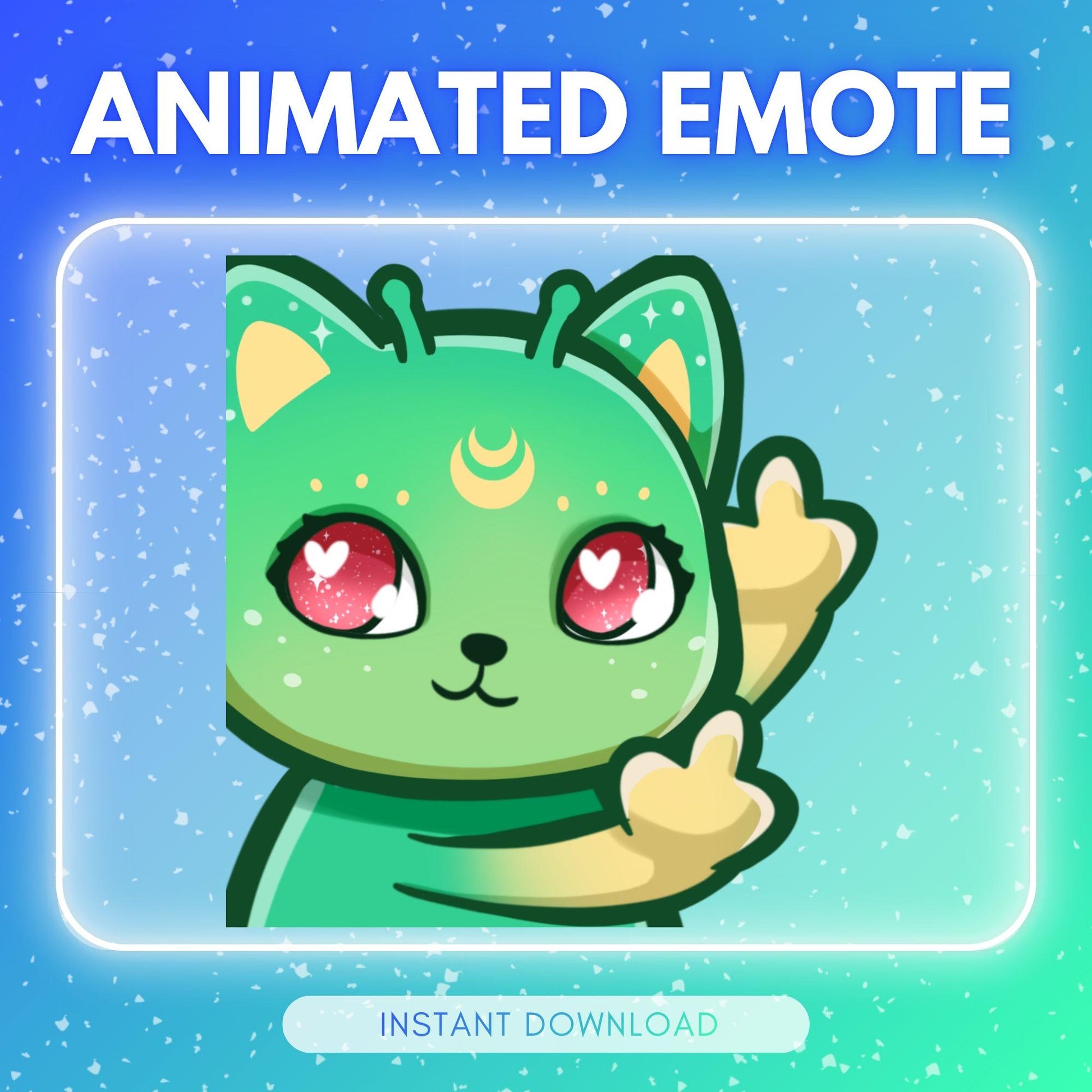 Cute alien cat finger - chibi green cat , stream... | Animated Emote for Twitch & Discord
