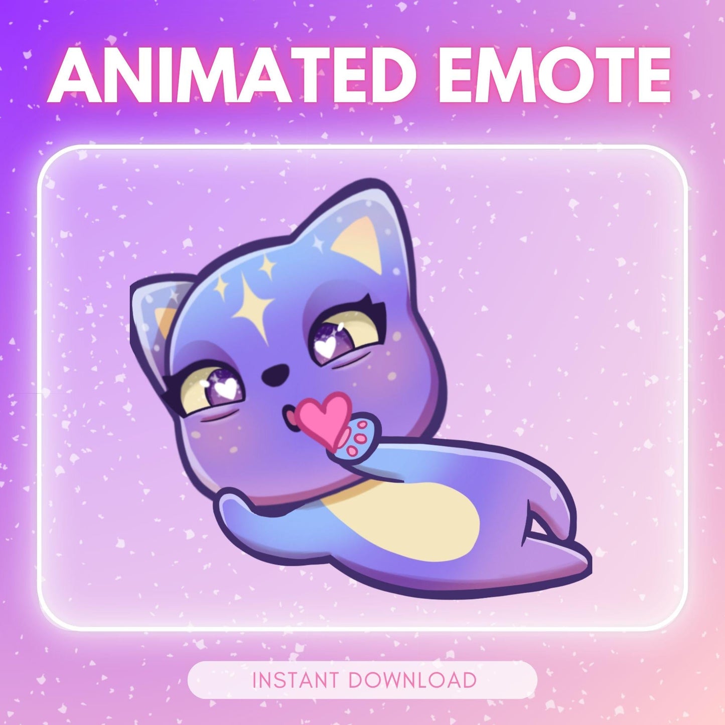 Cute flirty purple cosmic kitty cat chibi cat... | Animated Emote for Twitch & Discord