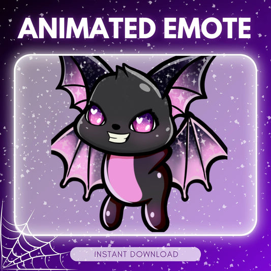 Cute headbanging bat - black goth bath headbang | Animated Emote for Twitch & Discord