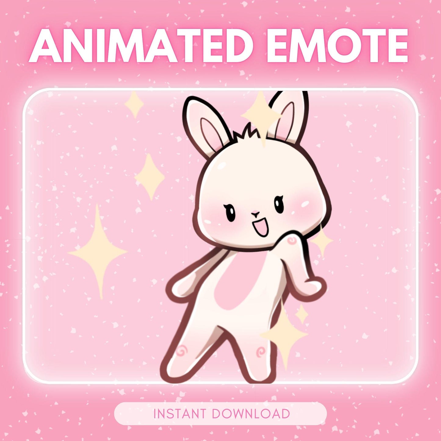 Cute dancing bunny - white chibi bunny disco... | Animated Emote for Twitch & Discord