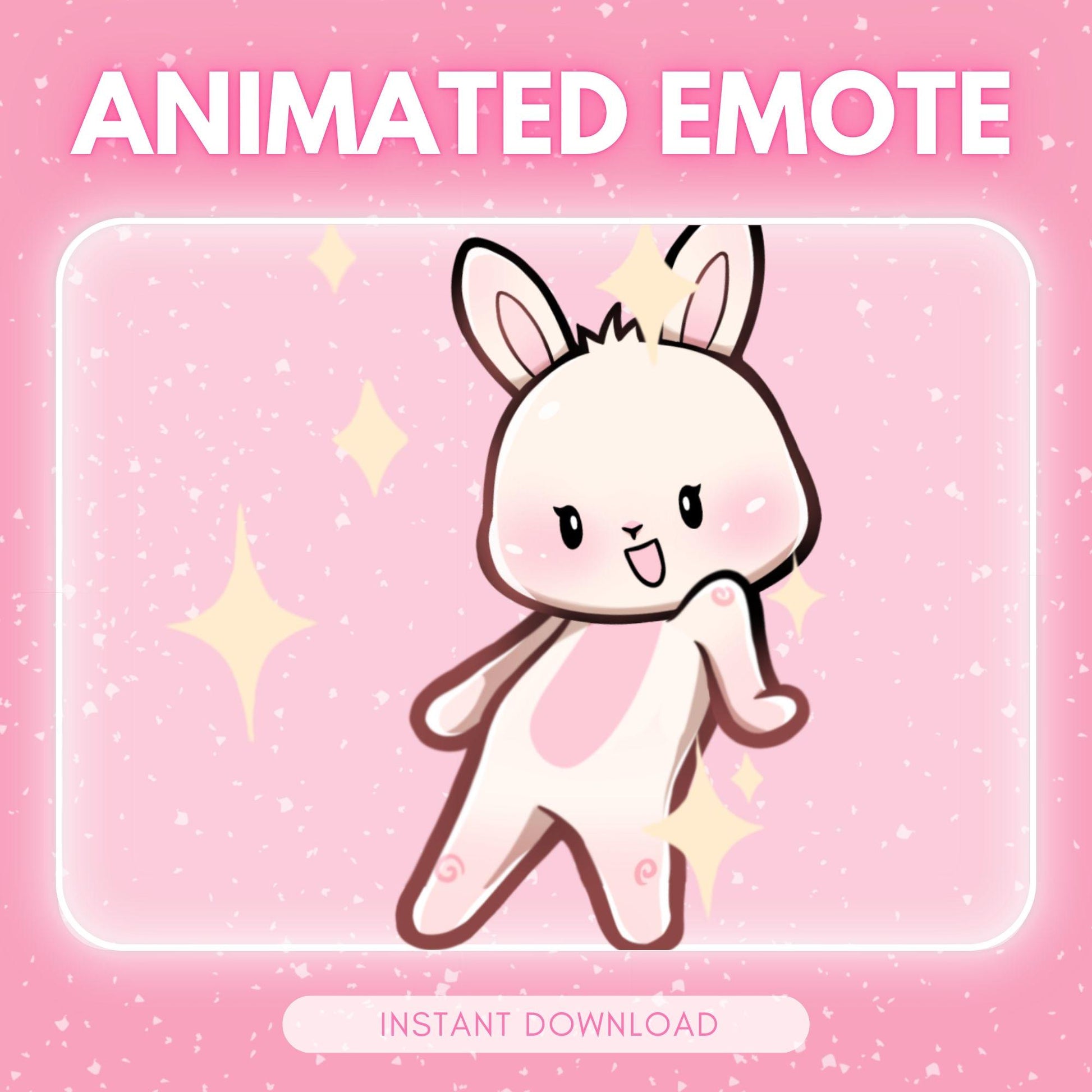 Cute dancing bunny - white chibi bunny disco... | Animated Emote for Twitch & Discord