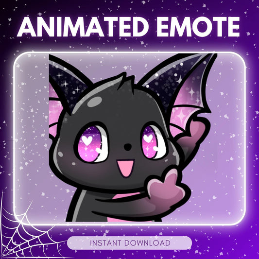 Cute bat finger - black goth bat | Animated Emote for Twitch & Discord