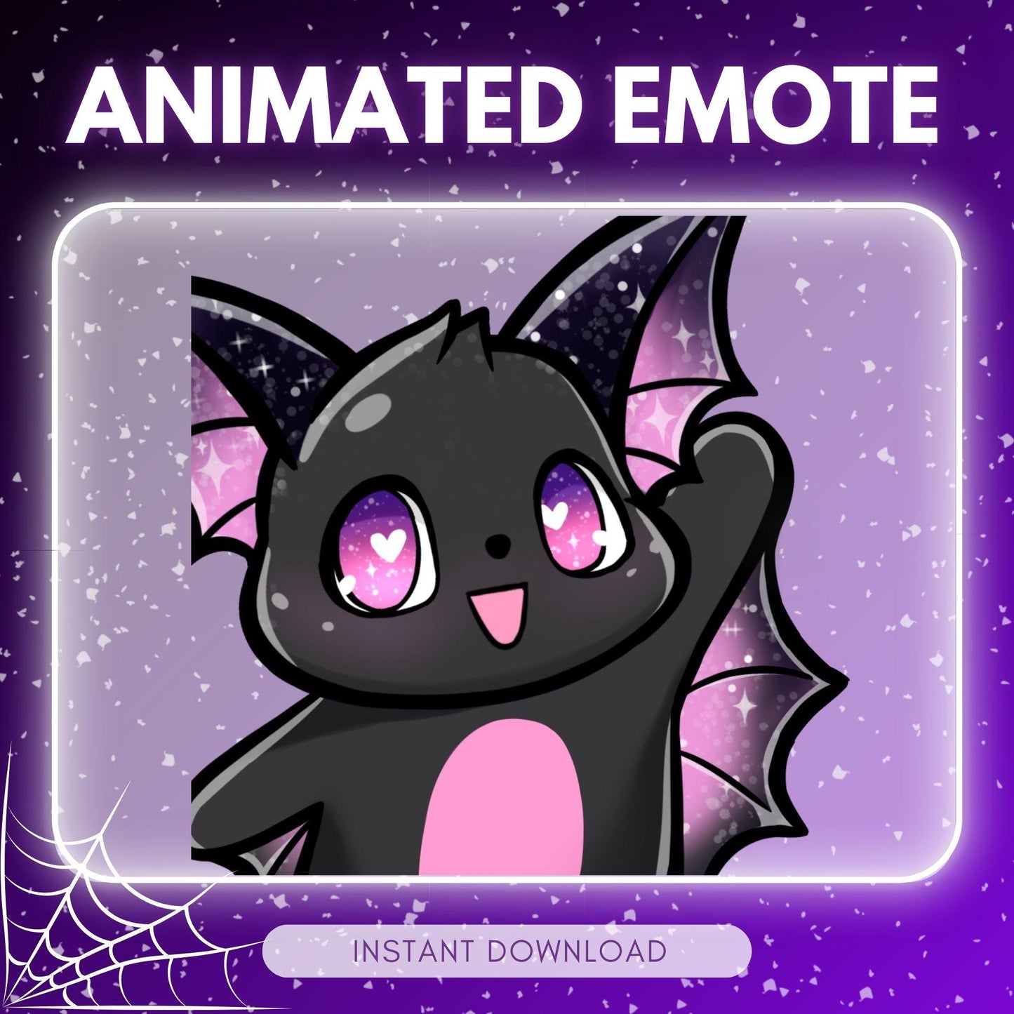 Adorable black Bat emote - waving bat (perfect | Animated Emote for Twitch & Discord