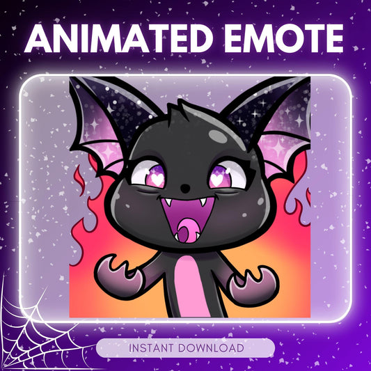 Cute evil laughing bat - black bat | Animated Emote for Twitch & Discord