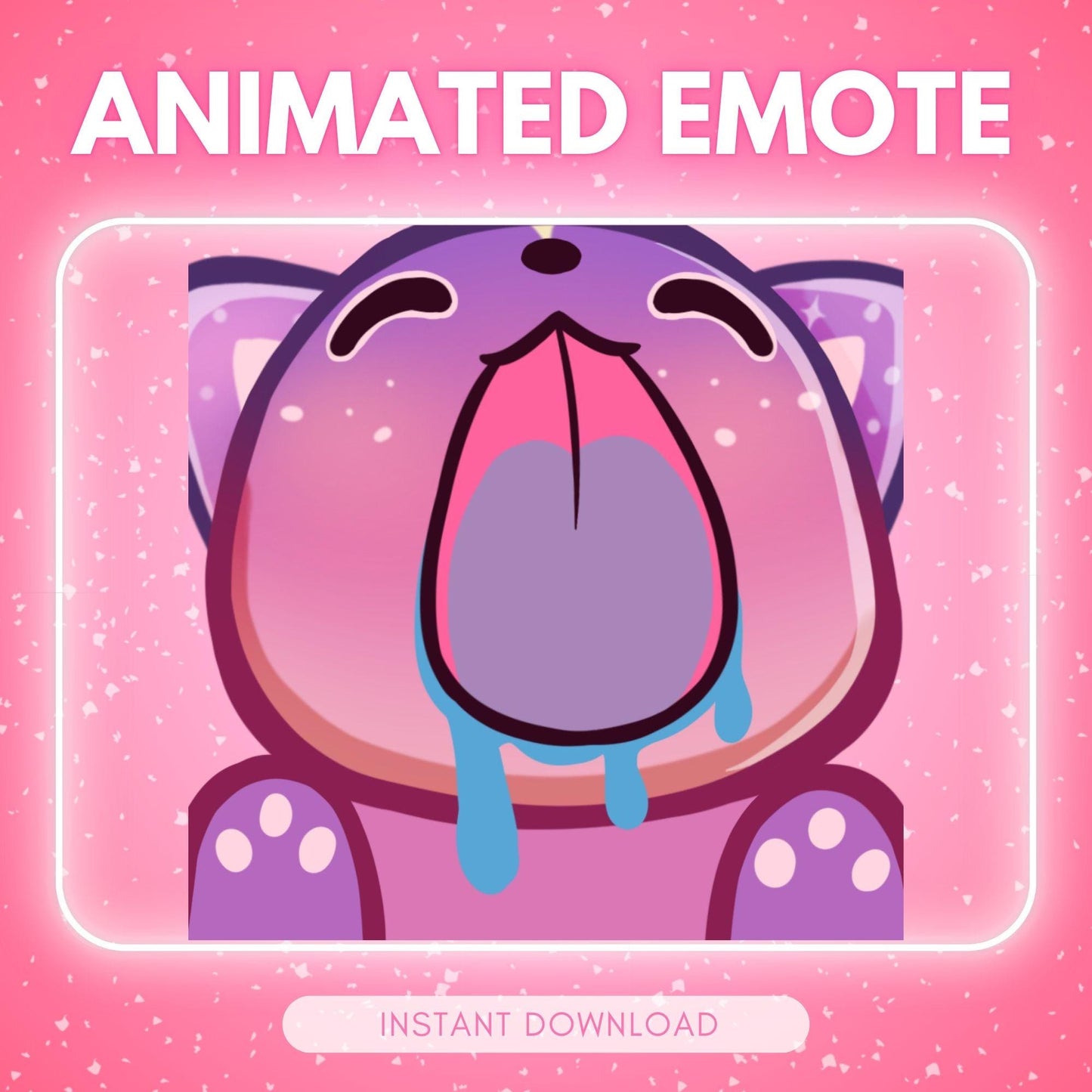 Cute screen lick pink cosmic cat - chibi pink kitty... | Animated Emote for Twitch & Discord