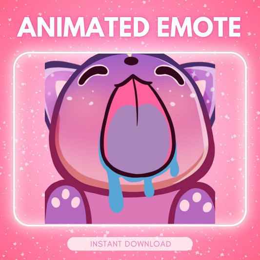 Cute screen lick pink cosmic cat - chibi pink kitty... | Animated Emote for Twitch & Discord