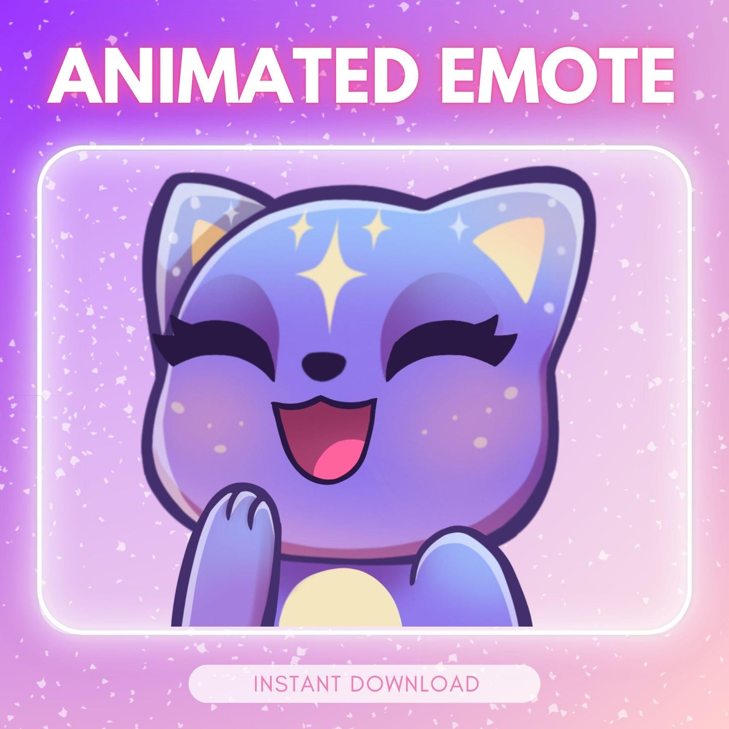 Cute polite laughing purple cosmic kitty cat... | Animated Emote for Twitch & Discord