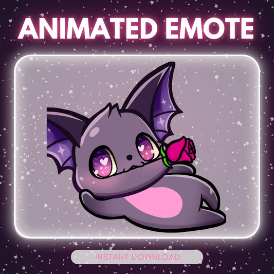 Adorable purple Bat emote - flirty bat (perfect | Animated Emote for Twitch & Discord