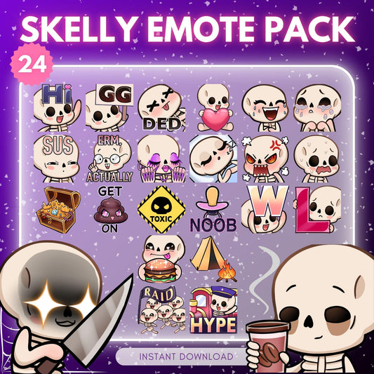 Cute skeleton emotes for TWITCH & DISCORD - pack of... | Emote Pack for Twitch & Discord