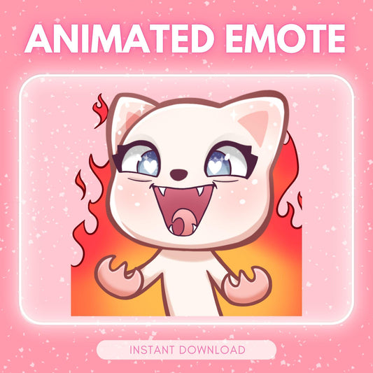 Cute evil laughing white and pink kitty cat - white... | Animated Emote for Twitch & Discord