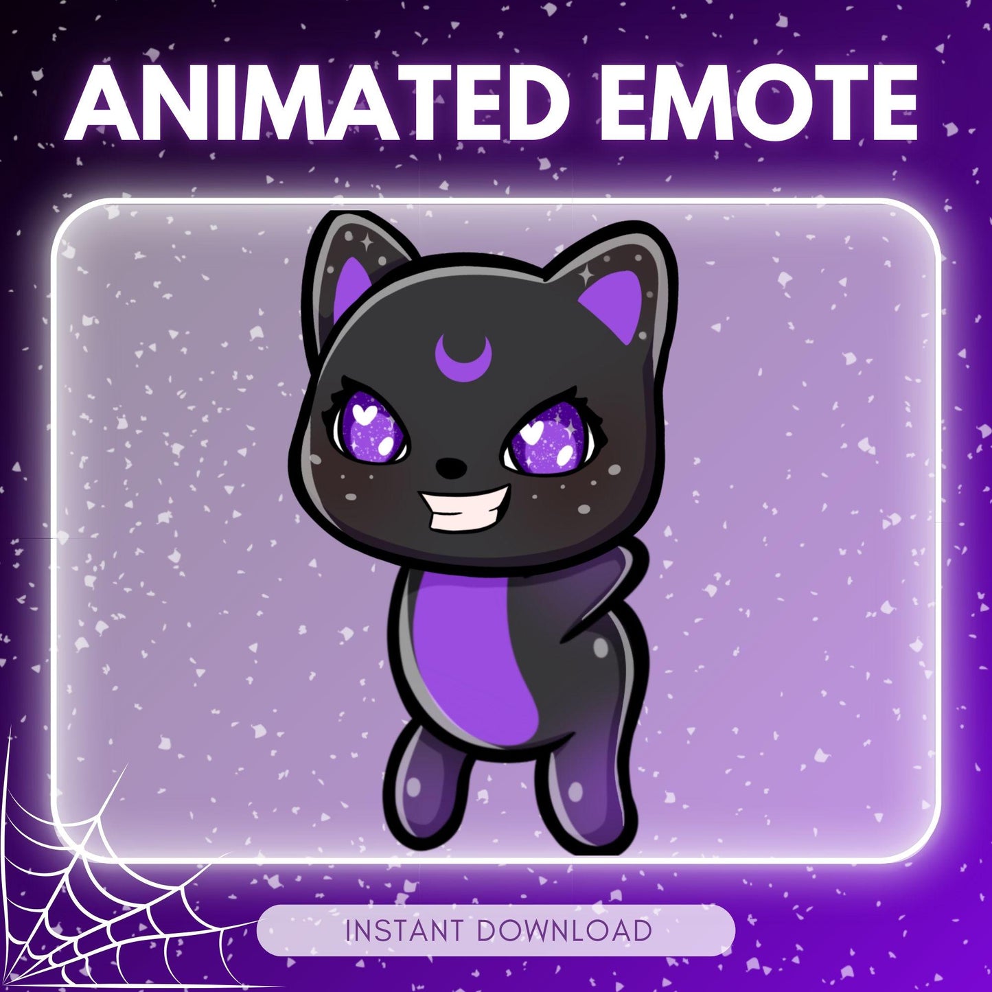 Cute black and purple headbanging kitty cat... | Animated Emote for Twitch & Discord