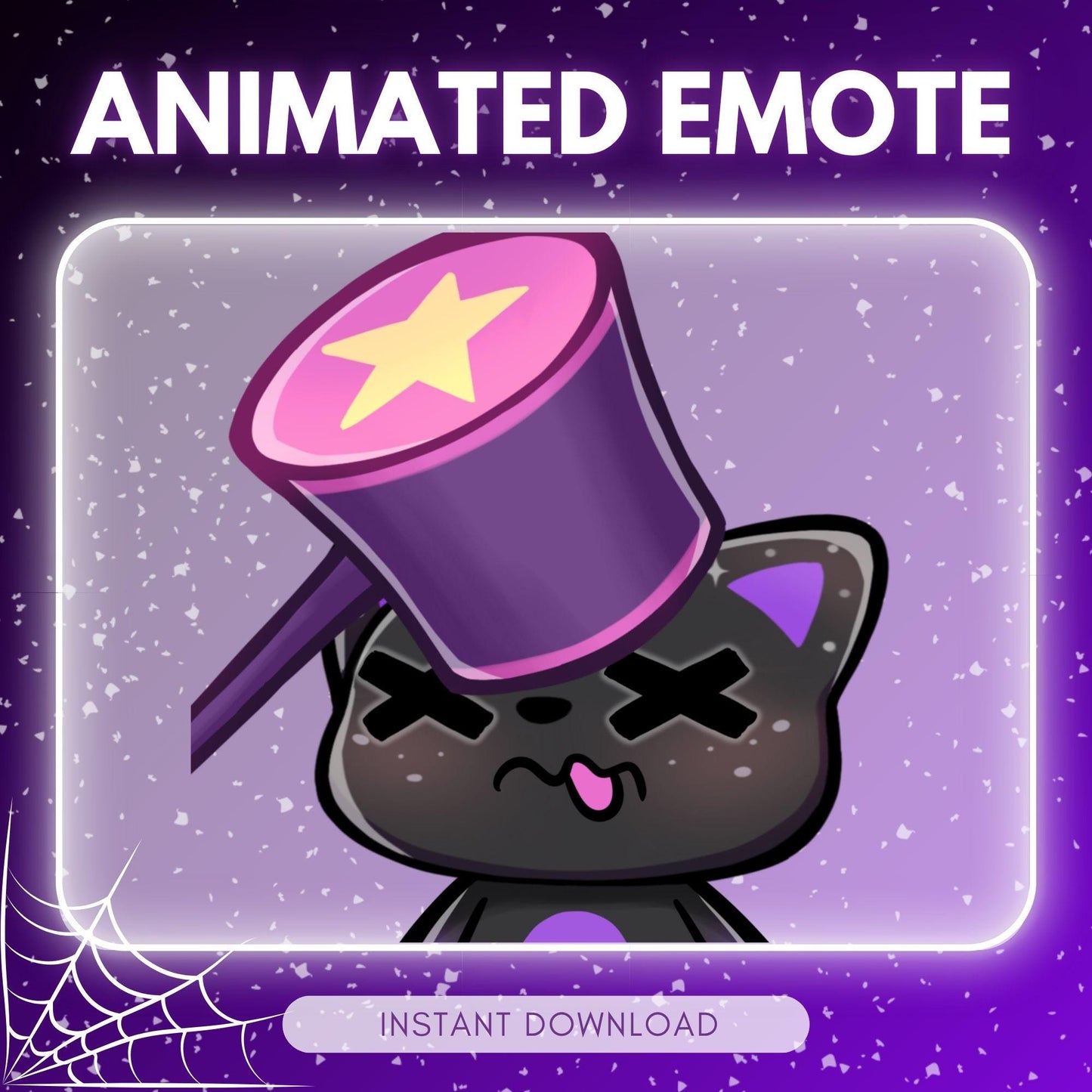 Chibi cosmic cat bonk - black cat emotes, bonk... | Animated Emote for Twitch & Discord