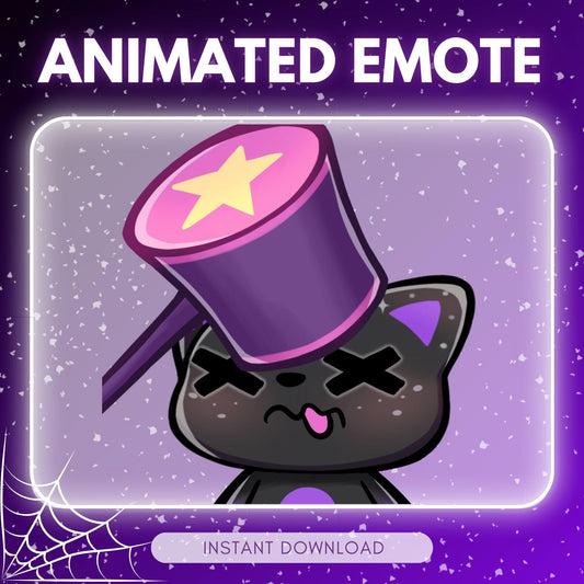 Chibi cosmic cat bonk - black cat emotes, bonk... | Animated Emote for Twitch & Discord