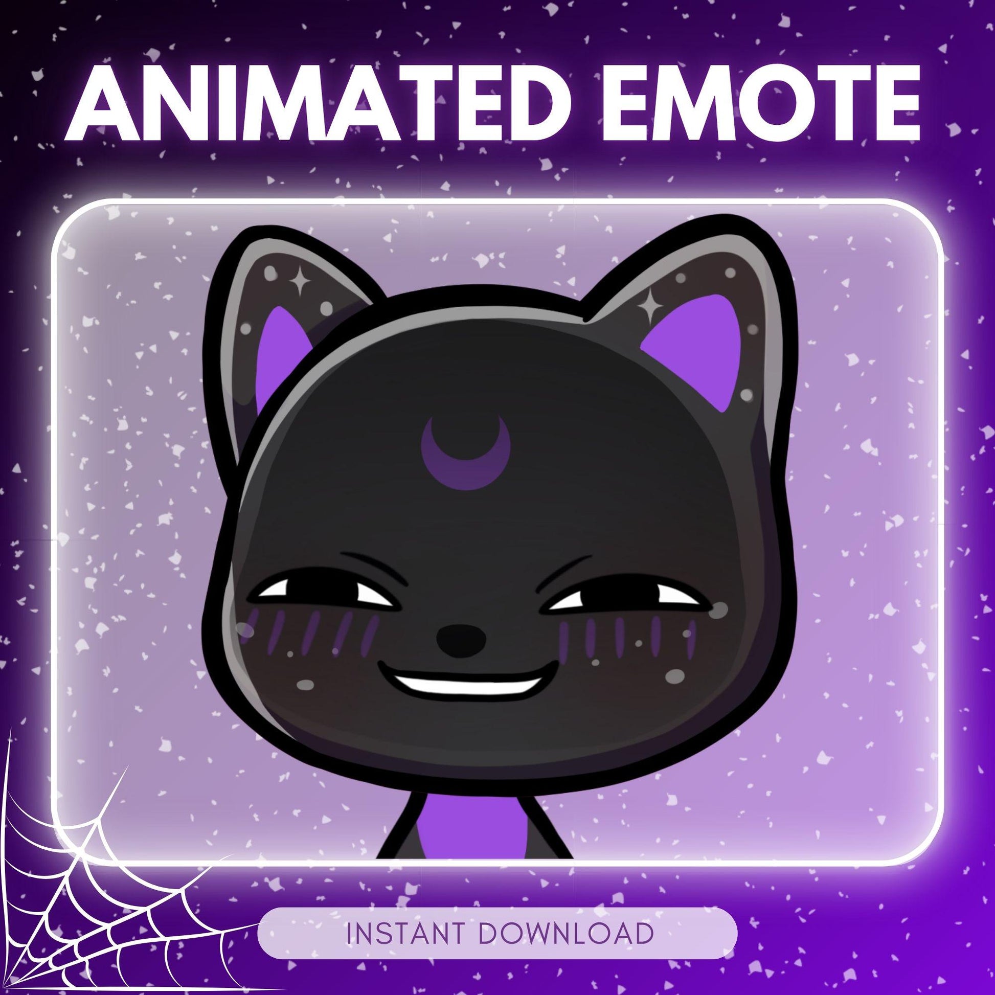 Smug smirking black cosmic cat witchy cat emote... | Animated Emote for Twitch & Discord