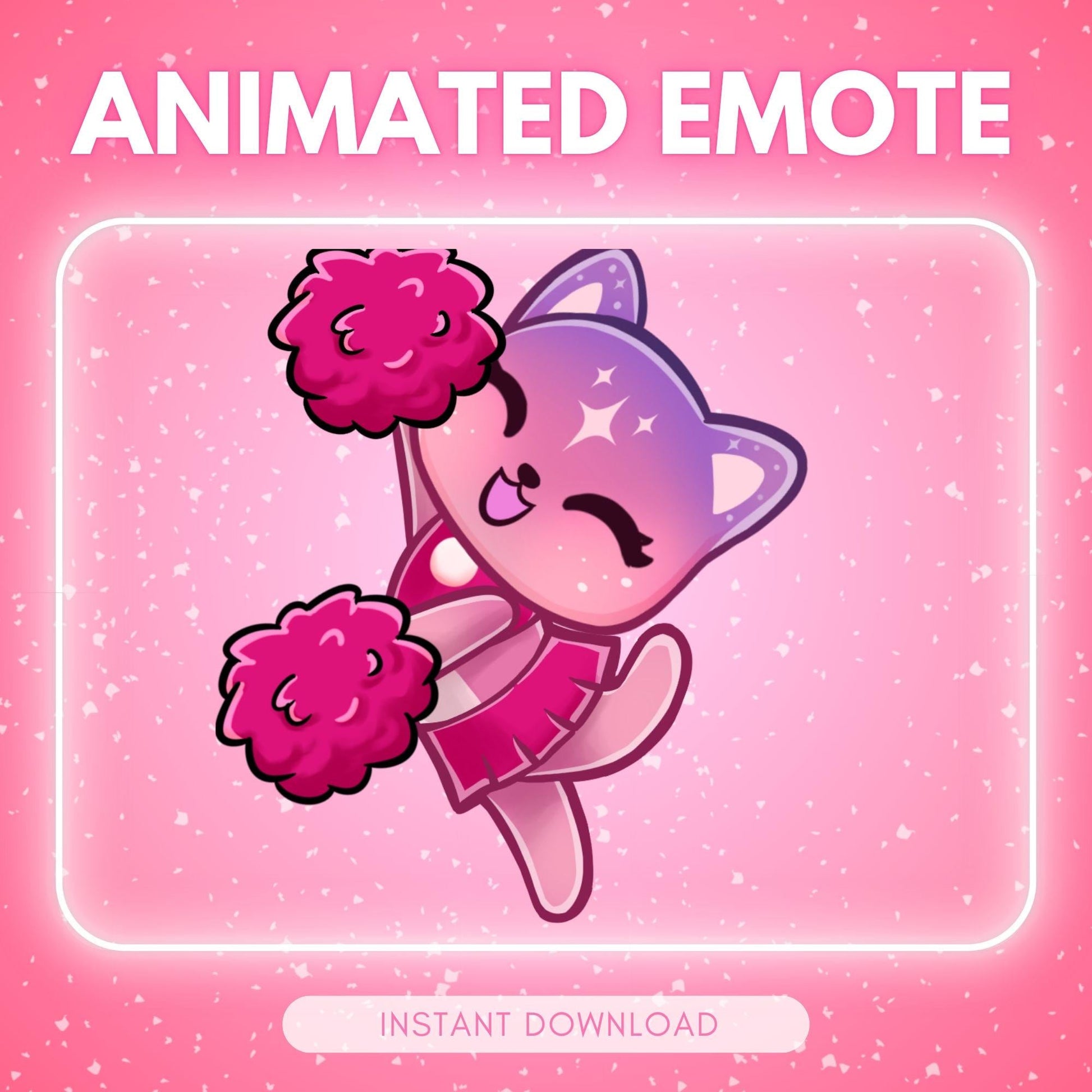 Cute pink cosmic dancing kitty cat cheering cat... | Animated Emote for Twitch & Discord