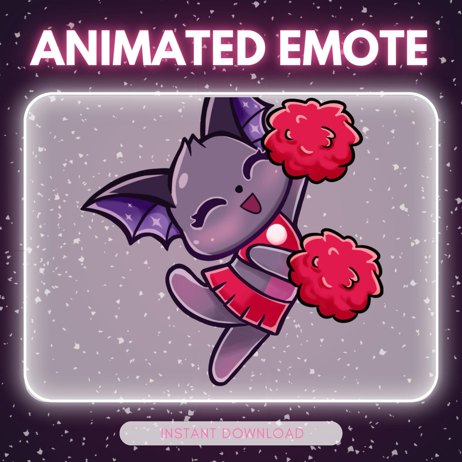 Adorable purple Bat emote - cheerleader bat (perfect | Animated Emote for Twitch & Discord