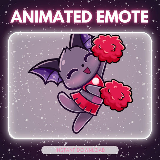 Adorable purple Bat emote - cheerleader bat (perfect | Animated Emote for Twitch & Discord