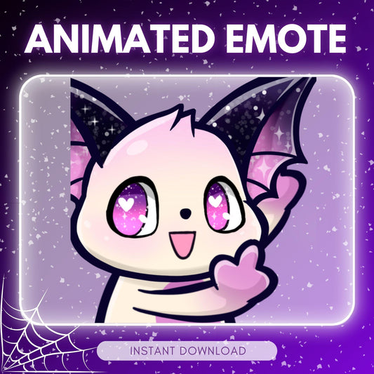 Cute bat finger - white goth bat | Animated Emote for Twitch & Discord
