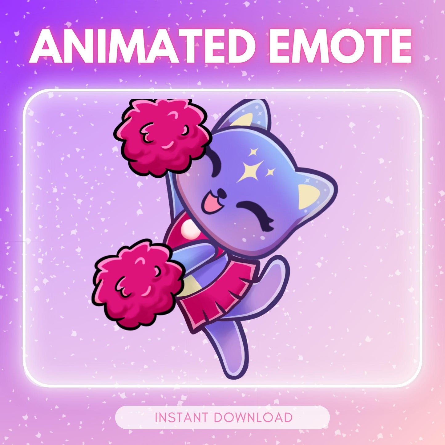 Cute purple cosmic dancing kitty cat cheering cat... | Animated Emote for Twitch & Discord