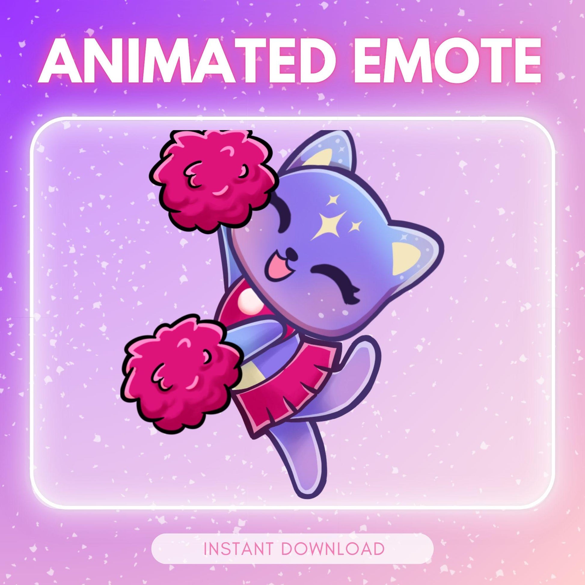Cute purple cosmic dancing kitty cat cheering cat... | Animated Emote for Twitch & Discord