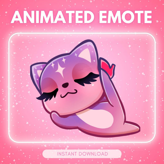 Cute pink cosmic kitty cat - sexy leg raise emote... | Animated Emote for Twitch & Discord