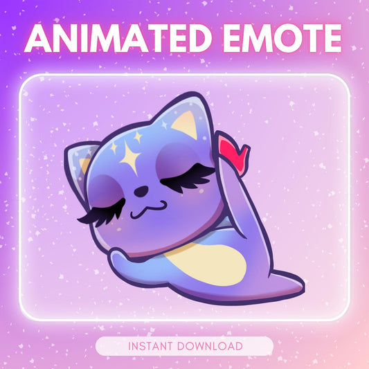 Cute purple cosmic kitty cat - sexy leg raise... | Animated Emote for Twitch & Discord