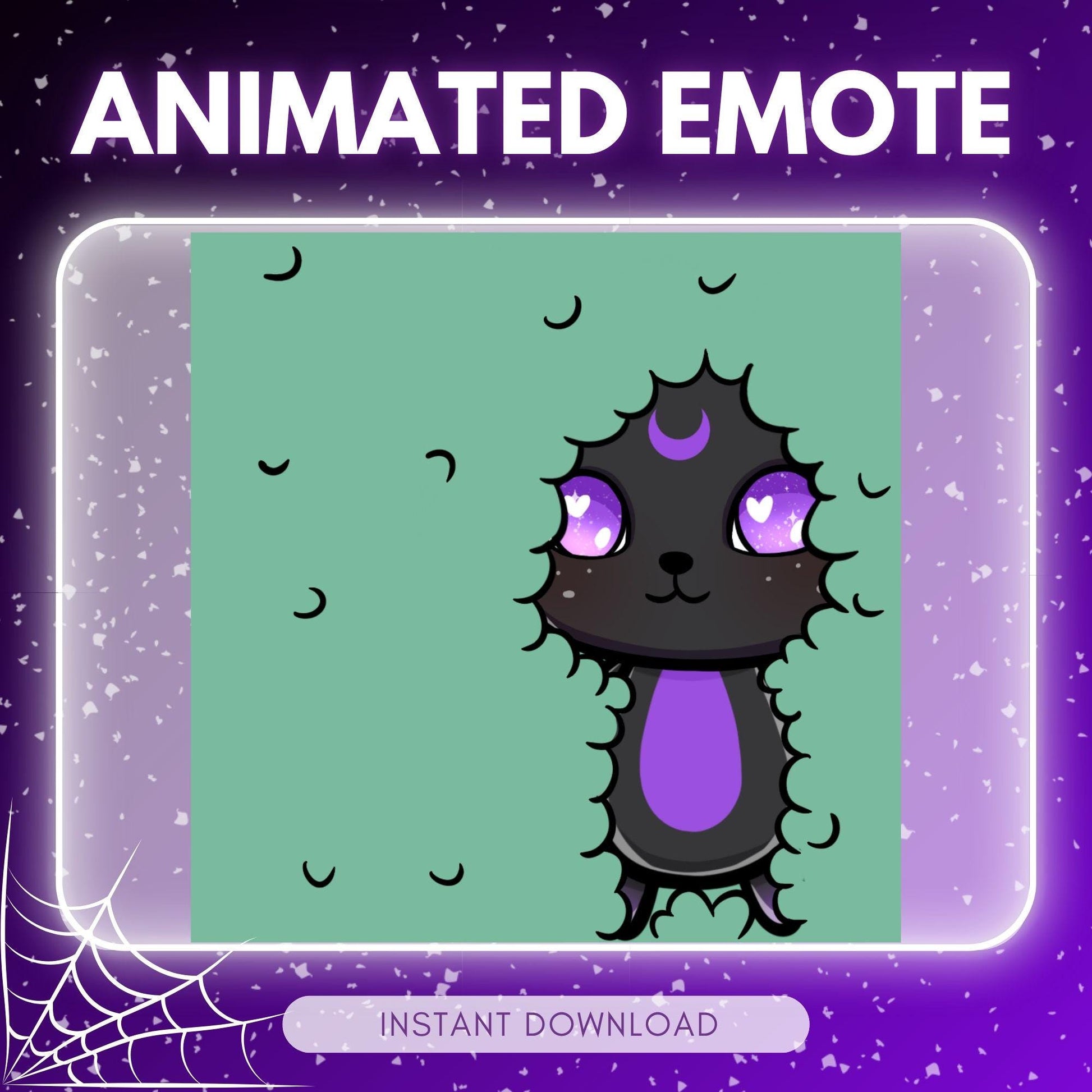 Chibi black witchy cat - leaving emote, hiding... | Animated Emote for Twitch & Discord