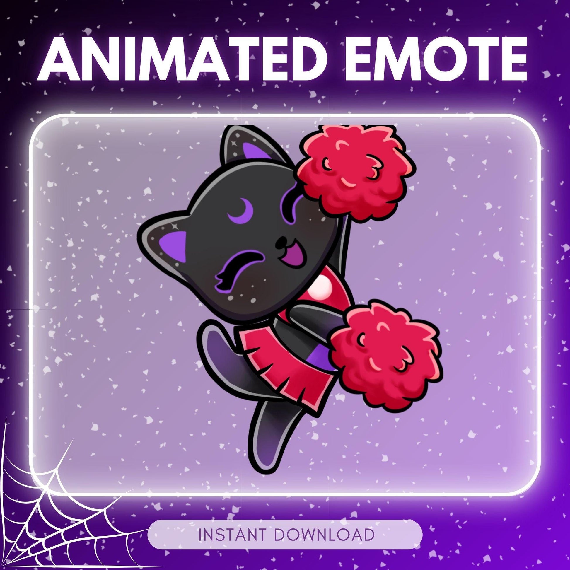 Cute black cosmic dancing kitty cat cheering cat... | Animated Emote for Twitch & Discord