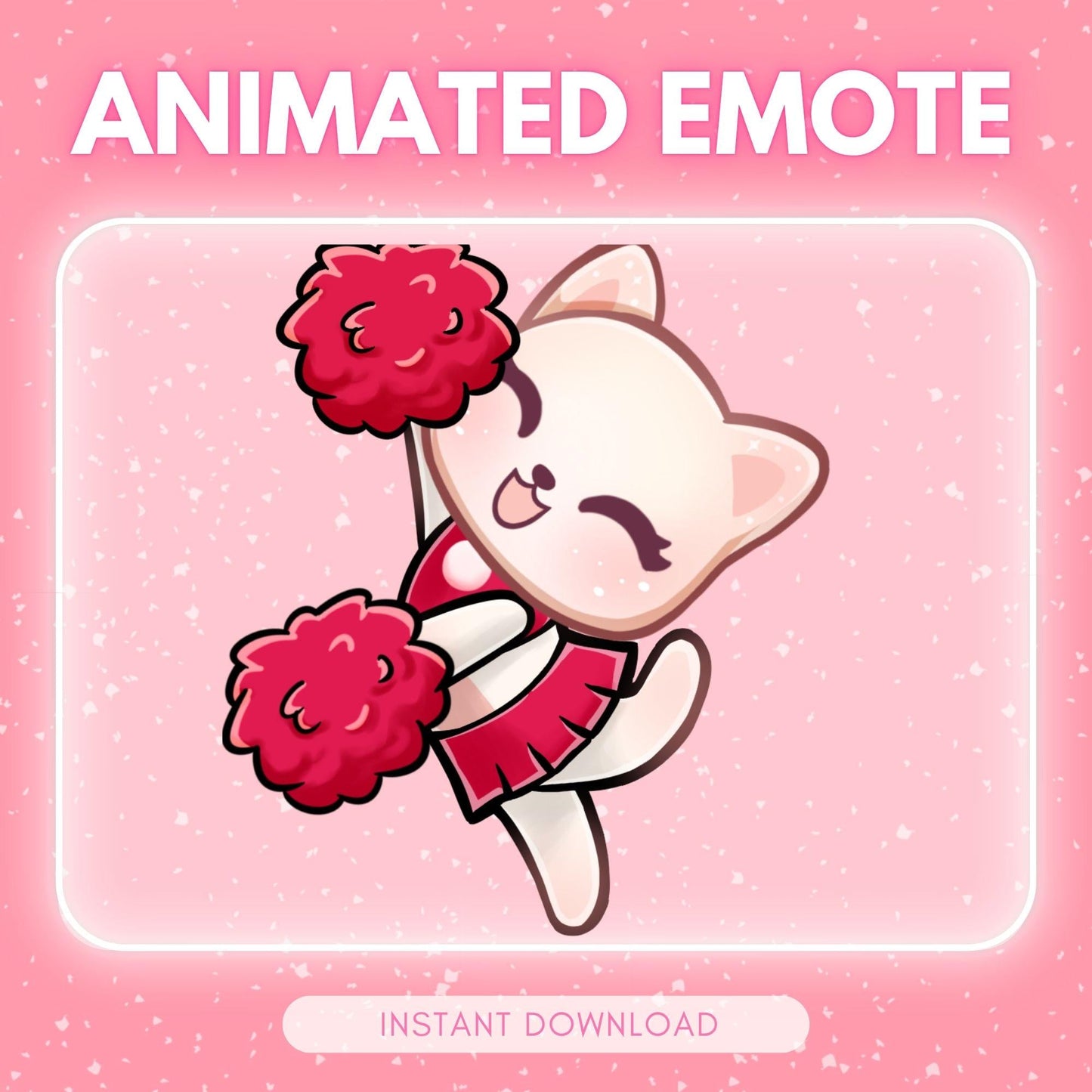 Cute white chibi dancing kitty cat cheering cat... | Animated Emote for Twitch & Discord