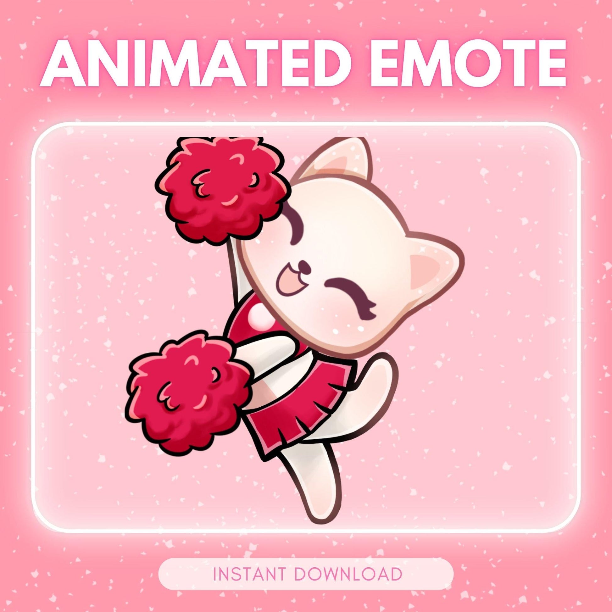 Cute white chibi dancing kitty cat cheering cat... | Animated Emote for Twitch & Discord
