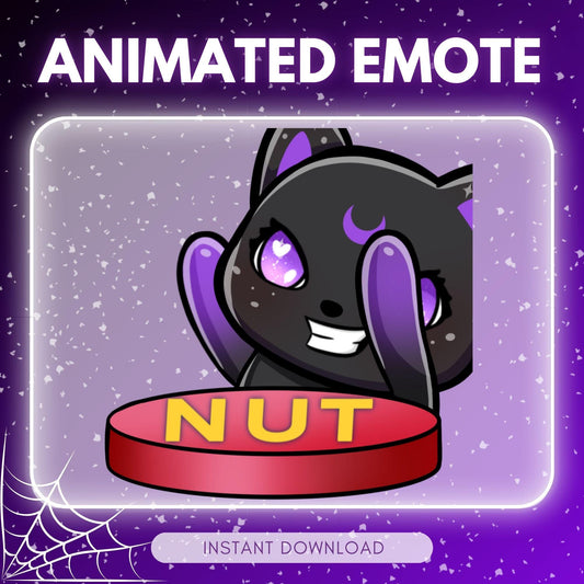 Cute black galaxy "nut" kitty cat witchy black cat... | Animated Emote for Twitch & Discord