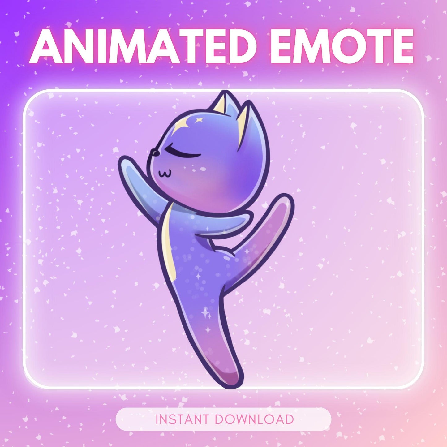 Cute purple cosmic twirling kitty cat - ballerina... | Animated Emote for Twitch & Discord