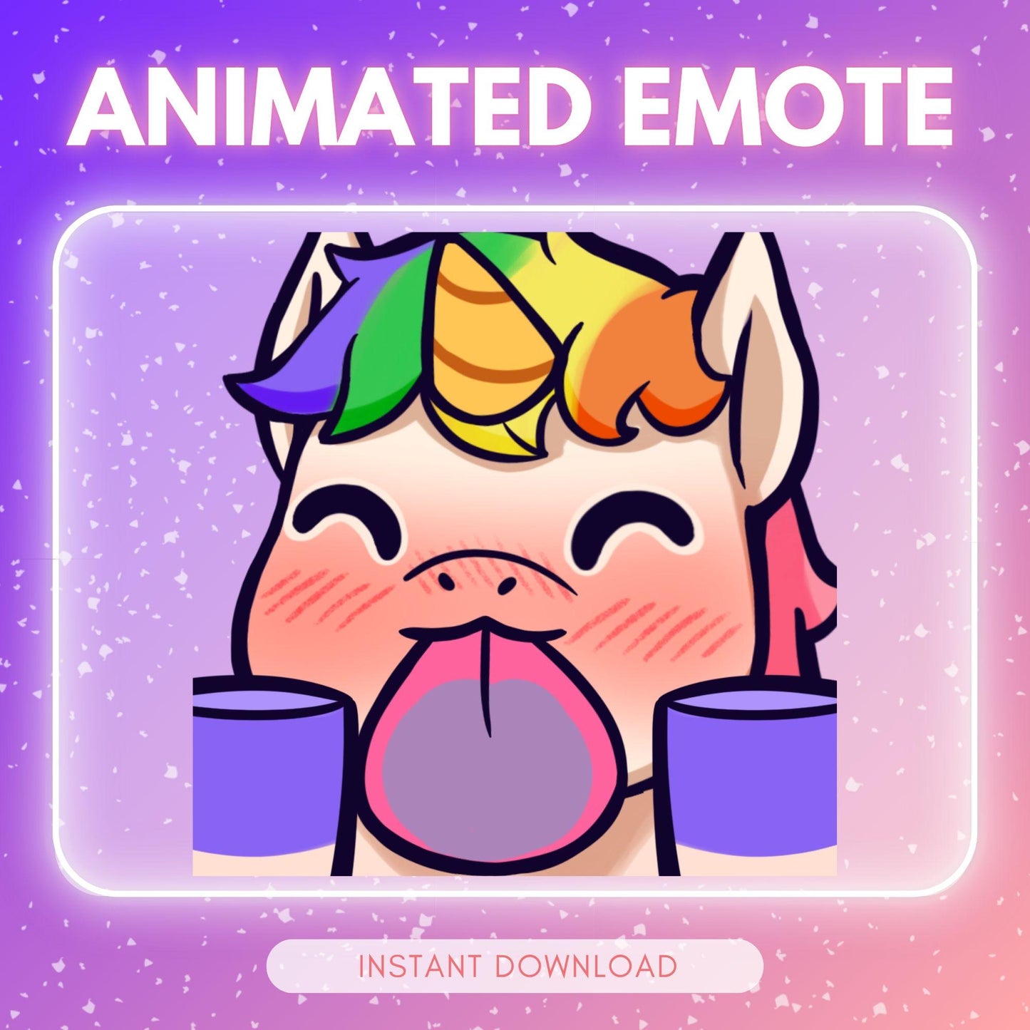 Chibi unicorn licking the screen emote, cute... | Animated Emote for Twitch & Discord