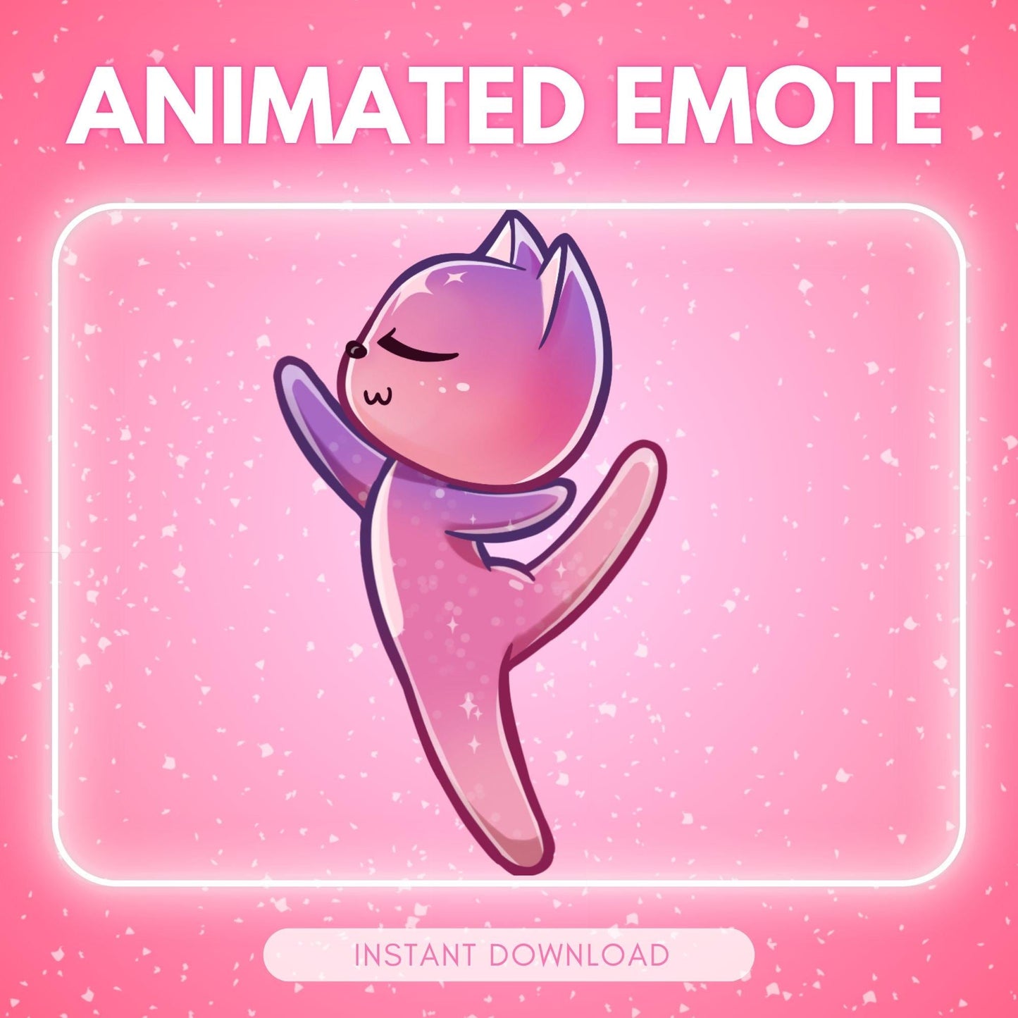 Cute pink cosmic twirling kitty cat - ballerina cat... | Animated Emote for Twitch & Discord